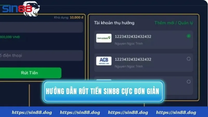 Hướng dẫn rút tiền Sin88 cực đơn giản với 3 bước