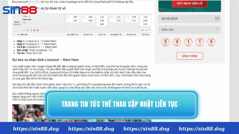 Trang tin tức thể thao cập nhật liên tục